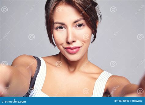 Model In Casual Summer Clothes With No Makeup In Studio Stock Image