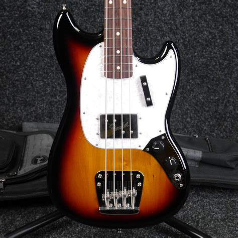 Fender Mustang Bass Guitar Sunburst W Gig Bag 2nd Hand Rich Tone