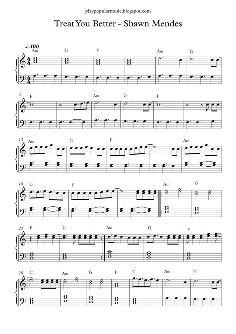 Free Piano Sheet Music Treat You Better Shawn Mendespdf I Know I