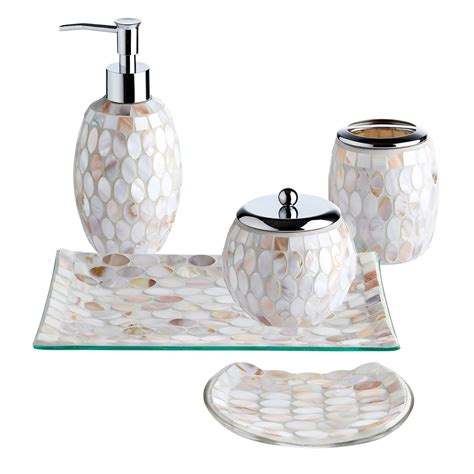5 Pieces Bathroom Accessories Set Bathroom Soap Dispenser Set Mosaic Glass Bath Ensemble