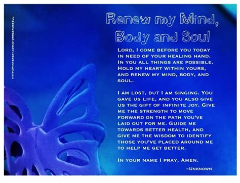 PRAYER: Renew Mind, Body & Soul Lord, I come before you today in need