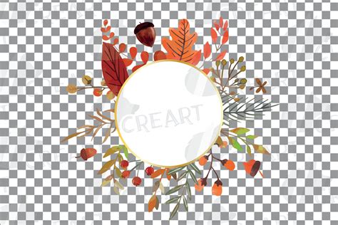 Watercolor Elegant Autumn Wreaths And Golden Frames Decor 380813