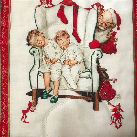 Norman Rockwell Sleeping Kids And Santa Etsy