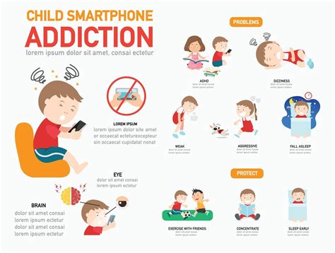 Child Smartphone Addiction Infographicvector Illustration 3240105