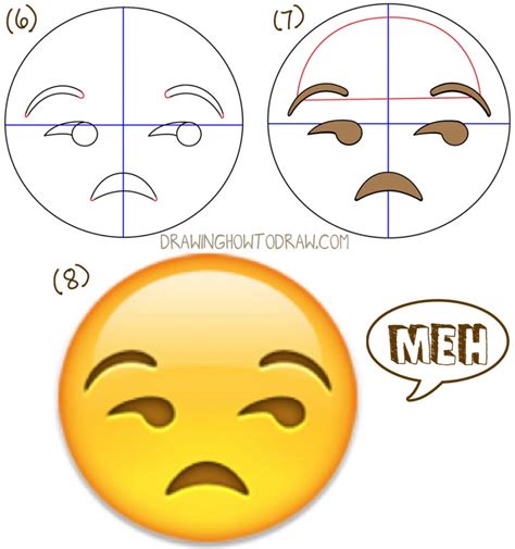 How To Draw Unamused Emoji Face Or Meh Face With Easy Drawing Tutorial