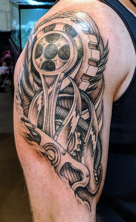 The blue background gives it a cool modern vibe, like a bright car of the 80's. Bio-mechanical Half Sleeve by Juan Sanchez @ Wicked Ways ...