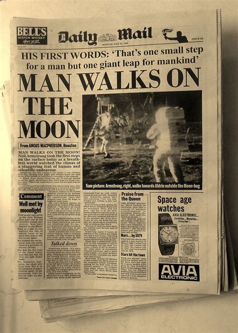 Man Walks On The Moon Daily Mail Historic Vintage Newspaper July
