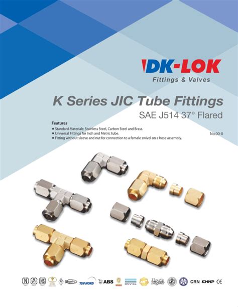 Dk Lok® K Series Jic Tube Fittings Dk Lok® Usa