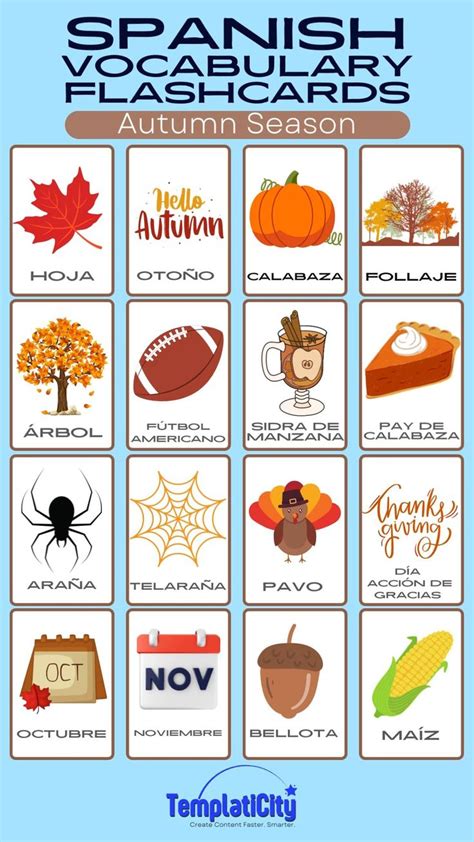 Spanish Flashcards Autumn Season Spanish Language Learning Free