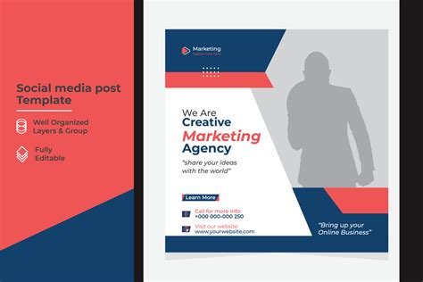 Corporate Social Media Post Design Template For Your Business Grow