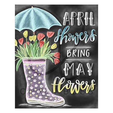Spring Art April Showers Bring May Flowers Spring Decor | Etsy