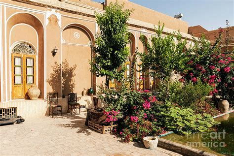 Traditional Middle Eastern Home Interior Garden In Yazd Iran Photograph