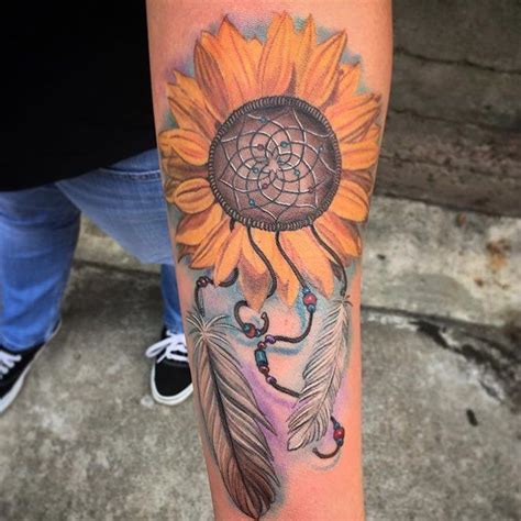 Sunflower Dream Catcher By Nate Anderson Bearcat Tattoo Gallery Little
