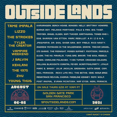 Outside Lands Festival Cancelled For 2020 New Date And Lineup Revealed