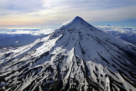 Helicoper View Of Lanin Volcano 3747 M Argentina Stock Photo