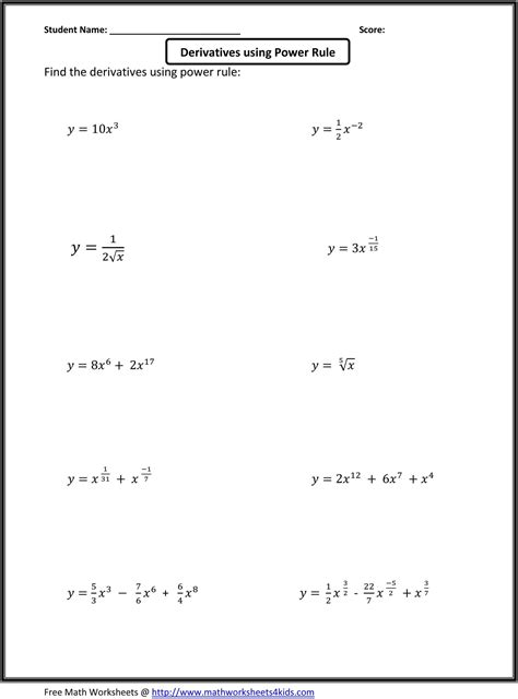 Chain Rule Worksheet With Answers