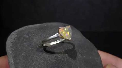Ethiopian Welo Natural Opal Solitaire Sterling Silver Heart Ring 1134