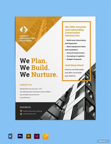 General Construction Flyer Template In Pdf Psd Pages Illustrator