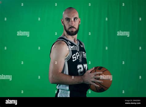 San Antonio Spurs Guard Tommy Kuhse 27 Poses For Photos During The