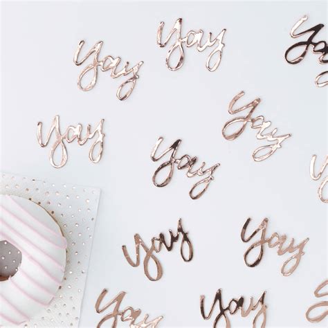 Rose Gold Foiled Yay Party Table Confetti By Ginger Ray