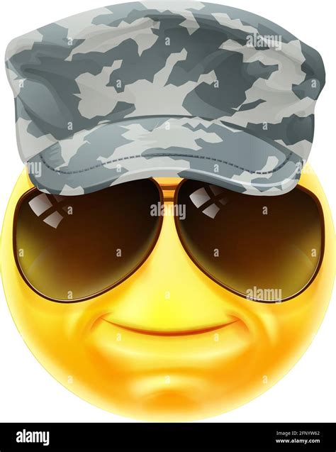 Soldado Del Ejército Emoticon Emoji Cara Cartoon Icono Imagen Vector De
