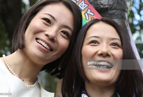 Japanese Lesbian Couple Hiroko Masuhara And Koyuki Higashi Smile As