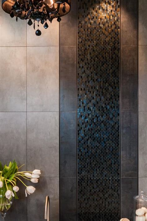 Mosaic Tile Accent Gleams In Contemporary Bathroom Hgtv