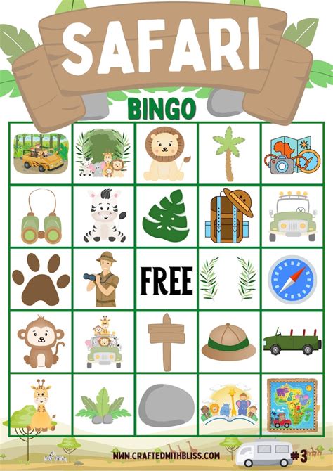 Safari Bingo For Kids Safari Bingo Birthday Party Classroom Etsy