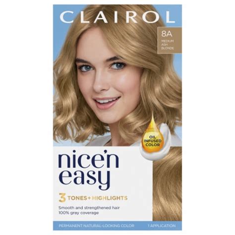 Clairol Nicen Easy Permanent Hair Color 8a Medium Ash Blonde 1 Ct Ralphs