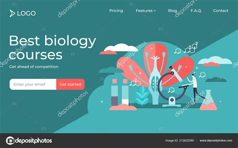 Biology Flat Tiny Persons Vector Illustration Landing Page Template Design イラスト素材 © Vectormine