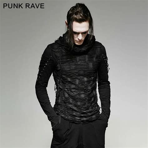 New Punk Rave Rock Fashion Casual Black Gothic Novelty Long Sleeve Men T Shirt T438 M Xxl In T