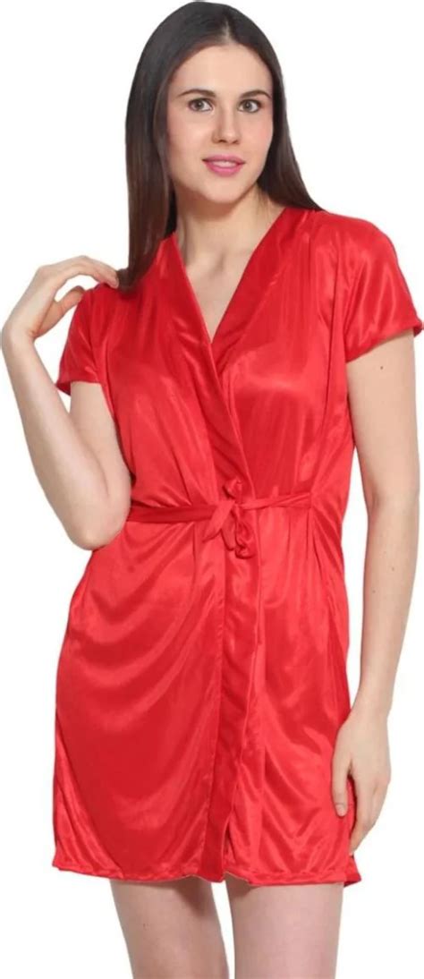 Buy Indivas Red Self Design Satin Blend Womens Lingerie Sets Online At