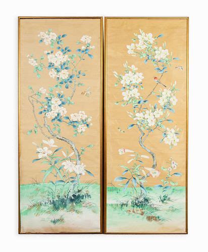 Pair Framed Gracie Chinoiserie Wallpaper Panels Sold At Auction On
