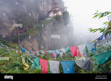 Tigers Nest In The Mist Taktshang Goemba Paro Valley Bhutan Asia