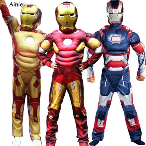 High Quality Kids Avengers Ironman Muscle Cosplay Costume Marvel