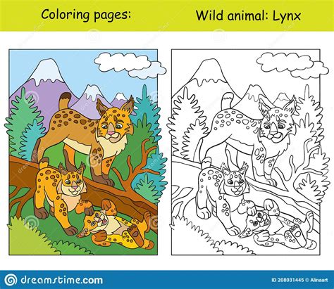 Enjoy these fun, free printables from henry ford livewell. Coloring Book Page And Color Template Lynx Stock Vector ...