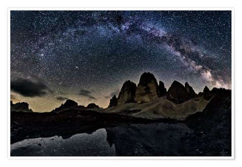 Milky Way Over Tre Cime Dolomites Print By Dieter Meyrl Posterlounge