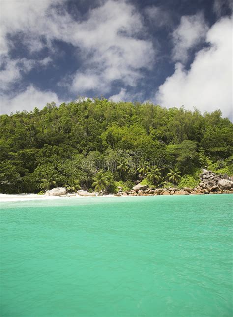 Seychelles Island Landscape Rocks Turquise Sea Clouds Blue Sky