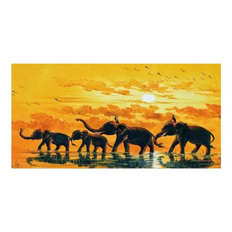 Buy Frameless Sunset Elephant Wall Art Decorative Pictures Oil Canvas