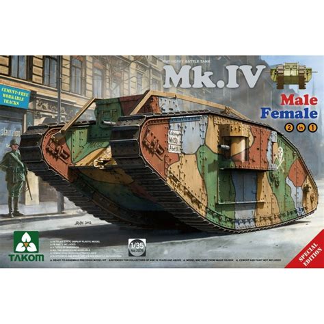 Takom Tak2076 135 Wwi Heavy Battle Tank Mkiv 2 In 1 Model Military Kit