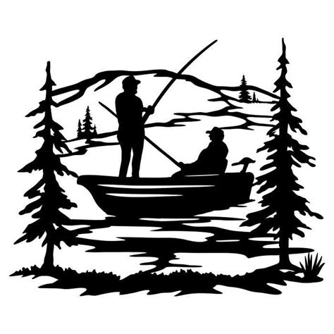 Fishing Boat Clipart Silhouettes Scene, eps dxf pdf png svg ai Files