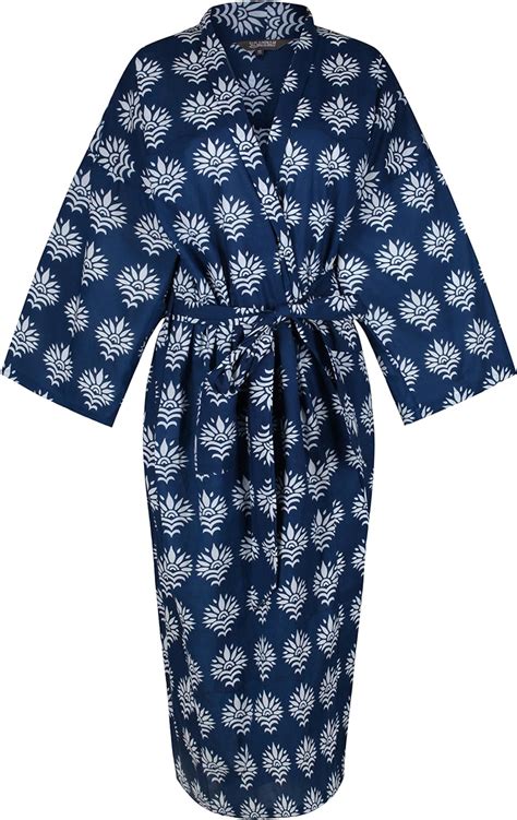 ladies lightweight cotton dressing gown women s kimono robe 100 cotton hand printed with