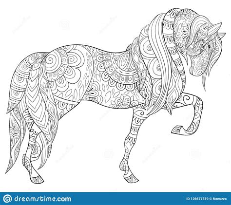 Stallions, mares, colts and more horse coloring pages and sheets to color. Adult Coloring Page,book A Cute Horse For Relaxing,zen Art ...