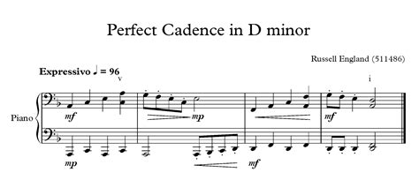 Russells Oca Music Composition 1 Composition Of Perfect Cadence
