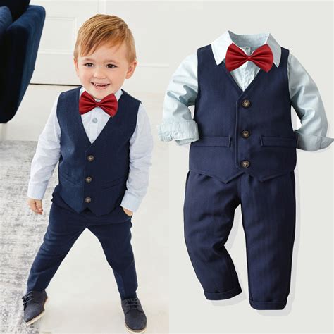 Fashion Gentleman Kids Baby Boys Sets Formal Wear Suits 4 Pcs Toddlerme