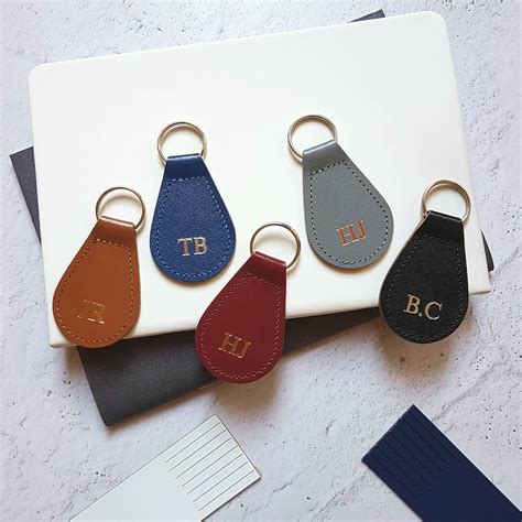 Personalised Leather Keyring Key Fob With Initials Monogram Etsy Uk