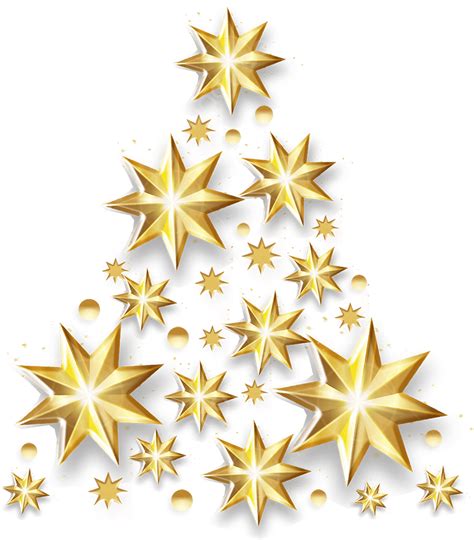 รูปต้นคริสต์มาสดาวสีทองผสมต้นคริสต์มาส Png คริสต์มาส โกลเด้น ต้น