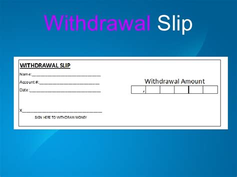 Just follow these steps to fill a slip, so that you are aware of the exact procedure and check the slip for accuracy and fill it accordingly. Deposit And Withdrawal