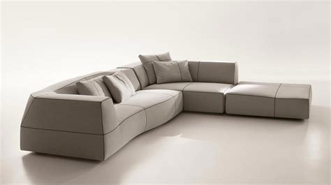 Traditional types of linear sofas with 2 or 3 seats are presented. Bend Sofa by Patricia Urquiola for B&B Italia