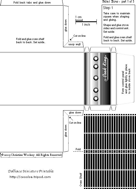~ Dollhouse Miniature Printables ~ Mini Cook Stove Paper Doll House